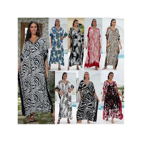 Boêmio algodão impresso férias praia vestido feminino solto Robe biquíni blusa externa protetor solar camisa