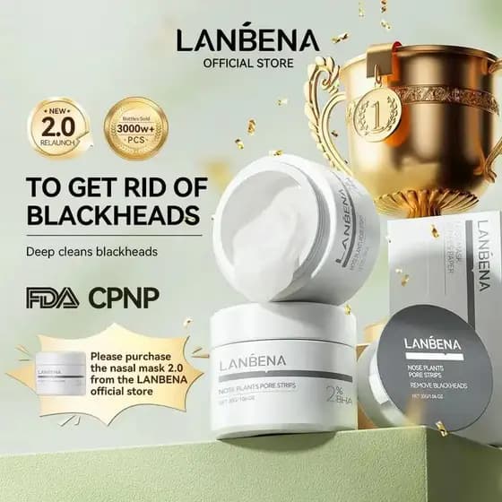 LANBENA Máscara Removedora de Cravos com 2% BHA e Argila Branca para Limpeza Profunda e Saúde dos Poros - Hidratação 30g