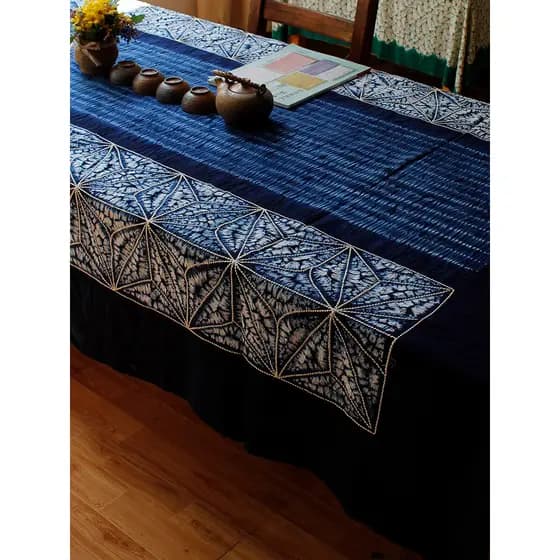 Lanyan Dali estilo étnico artesanal Tie-Dye algodão puro mesa de centro mesa de jantar tecido Sashiko bordado toalha de