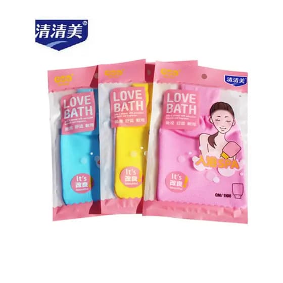 Qingqingmei toalha de banho dupla espessada para esfregar as costas, tira de fibra, lama, esfregando as costas, toalha d