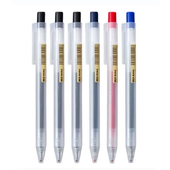 Caneta Gel Kawaii MUJI Preta/Vermelha/Azul 0.5mm Tinta Japonesa Caneta Colorida para Escritório e Escola Caneta Esferogr