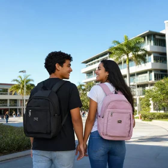 Mochila Escolar Leve Média Nylon Impermeável Unissex Versátil Dia a Dia Bolso Secreto Trabalho Faculdade