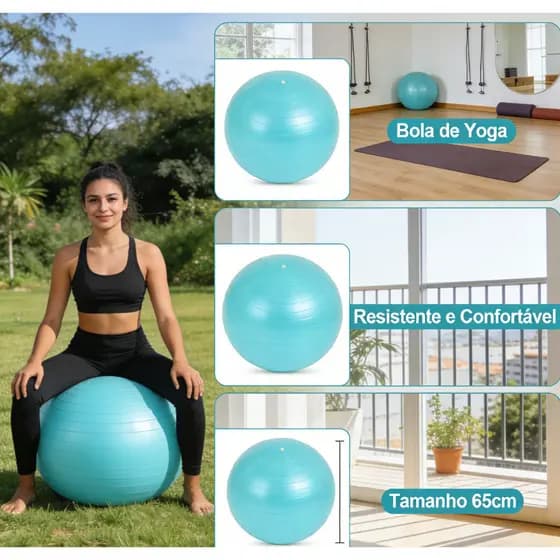 55-65cm Sports Yoga Pilates Fitness Ball com bomba grátis cor enviada aleatoriamente