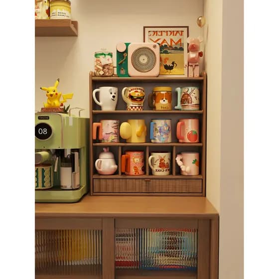Suporte de copo de madeira maciça treliça rack copo de café caneca rack de armazenamento Desktop rack de parede da cozin