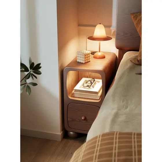 Mesa de cabeceira de madeira maciça Mini pequena ultra-estreita com lâmpada mesa de cabeceira ultra-estreita 25cm 30cm p