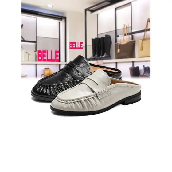 BELLE BELLE Muller Chinelos Baotou 2026 Outono Contador Novo Estilo Enguia Padrão Mocassins Sapatos Femininos B3168CH6