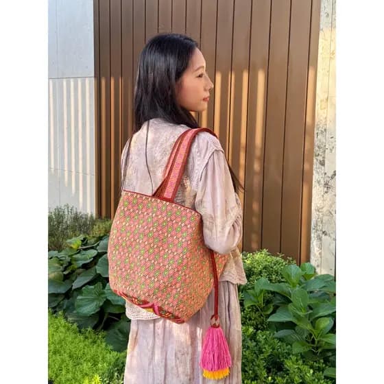Bolsa Wayu da Casa da Vovó Sul-Americana wayuu Bolsa tecida à mão Nicho de um ombro Étnico Não-Colisão Pronto estoque
