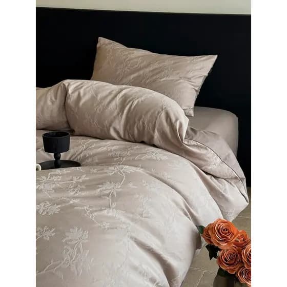 2026 novo estilo grosso tecido algodão grande jacquard conjunto de quatro peças puro algodão tingido jacquard flor cama