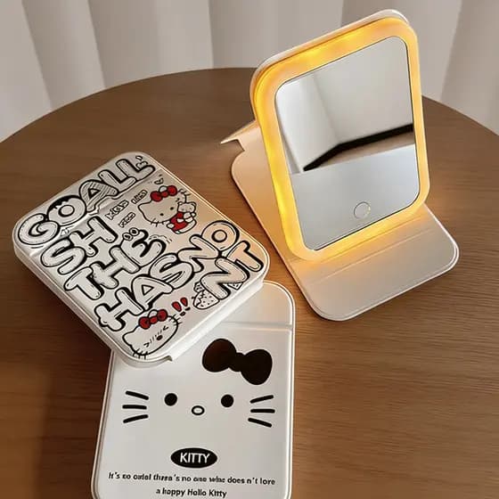 Espelho de maquiagem LED espelho dobrável com luz desktop dormitório estudante casa desktop HD espelho portátil feminino