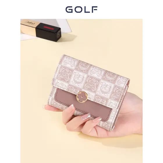 GOLF2026 Novo estilo Retro impresso carteira feminina grande capacidade titular do cartão de armazenamento moda estilo c