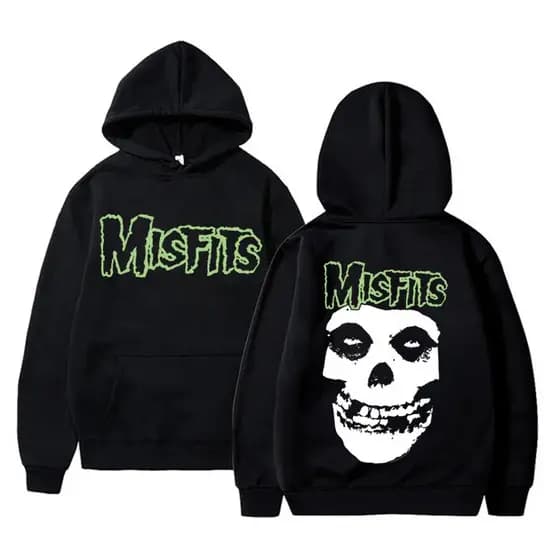 Blusa Moletom Canguru banda de rock misfit Feminino Masculino Flanelado Unissex Inverno Algodao