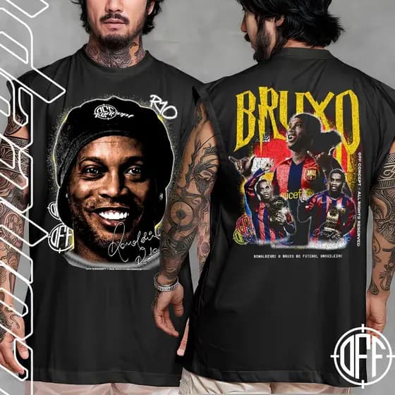 Camiseta regata machao oversized masculino ronaldinho r 10 bruxo Graphic Tee Longline