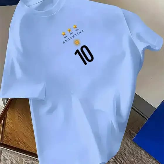 Camiseta Tri Campeão Argentina Camisa Algodão Gola Redonda Lançamento Copa do mundo envio rapido