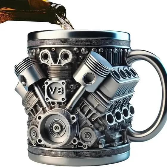 Design personalizado de motor de copo em aço inoxidável - V8, 10 onças, feito à mão, durável, elegante, perfeito para en