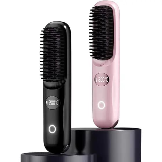 Escova Alisadora de Cabelo Sem Fio - Escova Alisadora Portátil para Viagens, Mini Escova Alisadora Térmica para Mulheres
