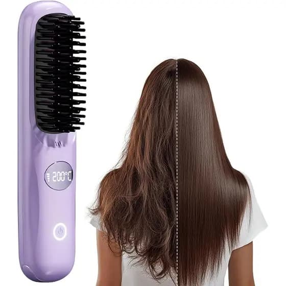 Escova Alisadora de Cabelo Sem Fio Atualizada 2026, Alisador de Cabelo Portátil de Aquecimento Rápido para Mulheres, Ess