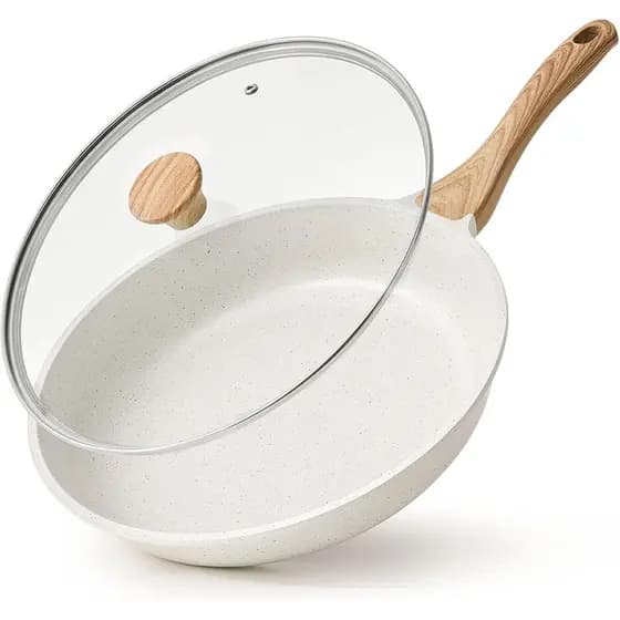 Panela Antiaderente de Cerâmica SENSARTE com Tampa, 8/9.5/10/11/12.5 Polegadas, Panela para Omelete, Livre de PFAS/PTFE