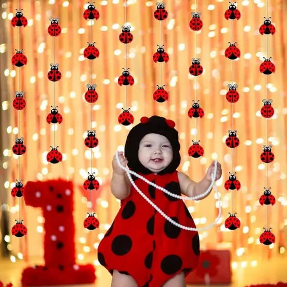 Decoração para Festa de Chá de Bebê com Tema de Joaninha, Faixa de Festa com Joaninha, Guirlanda de Insetos, Decoração p