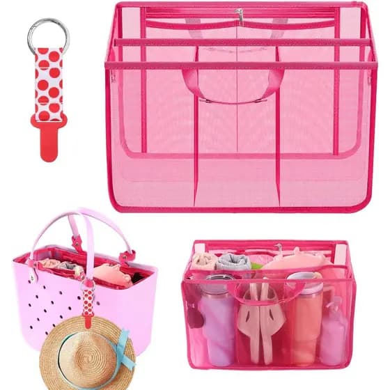 Organizadores de Bolsa de Praia para Bolsa Bogg Extra Grande, Divisória de Malha Original XL com 7 Bolsos, Organizador d