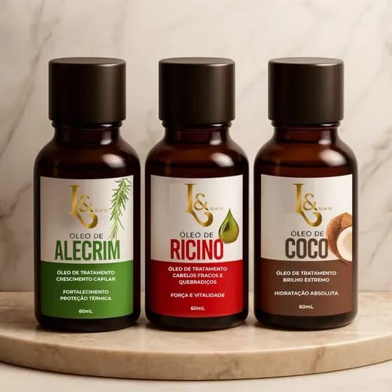 Kit Terapia Capilar Misturinha Óleo de Coco Rícino Alecrim 60ml Crescimento Fortalecimento Antiqueda