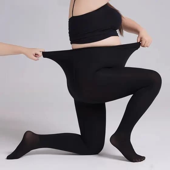 Tamanho grande feminino outono inverno meia-calça dupla face virilha mais veludo 50-100kg não-queda meias de pé de fundo