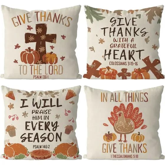 Capas de Almofada de Ação de Graças GAGEC 18x18 Polegadas, Conjunto de 4, Capa de Almofada Decorativa para Sala de Estar