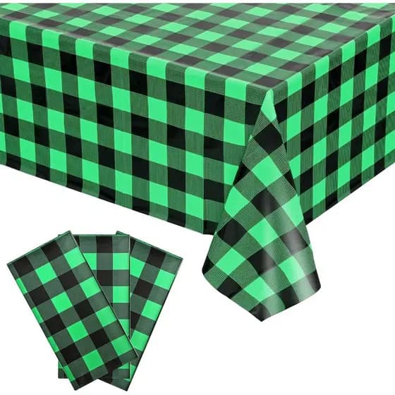 Vedran Kit com 3 Toalhas de Mesa para o Dia de São Patrício, Fundo Xadrez Verde e Preto, Toalha de Mesa Descartável de P
