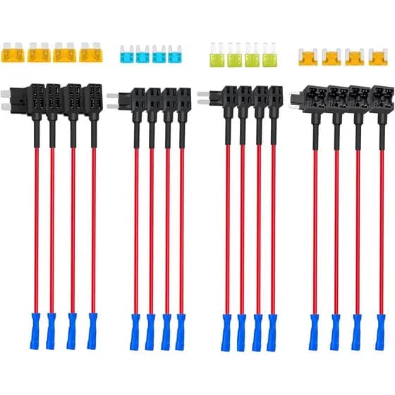FXC Pacote com 16 Adaptadores de Fusível para Carro 12V, Adaptadores de Baixo Perfil Padrão Mini Micro2, 4 Tipos de Supo