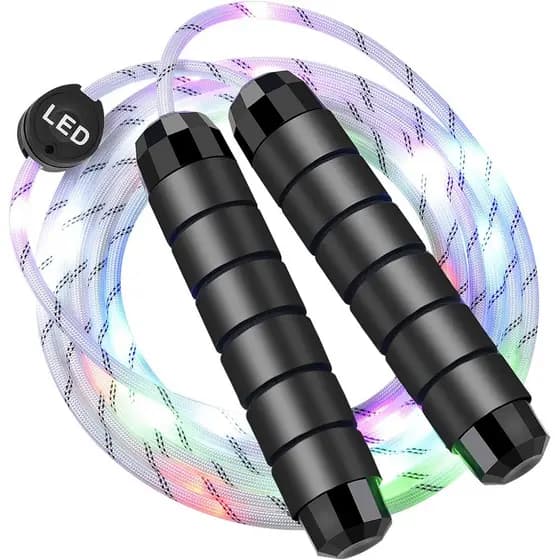 Corda de Pular LED com Luzes, Corda de Pular Recarregável por USB para Homens e Mulheres, Corda de Pular Brilhante Multi