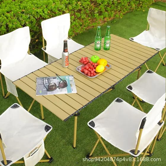 Mesa dobrável para exterior, mesa enrolável, montagem de barraca prática, conjunto de mesa e cadeiras para camping, cade