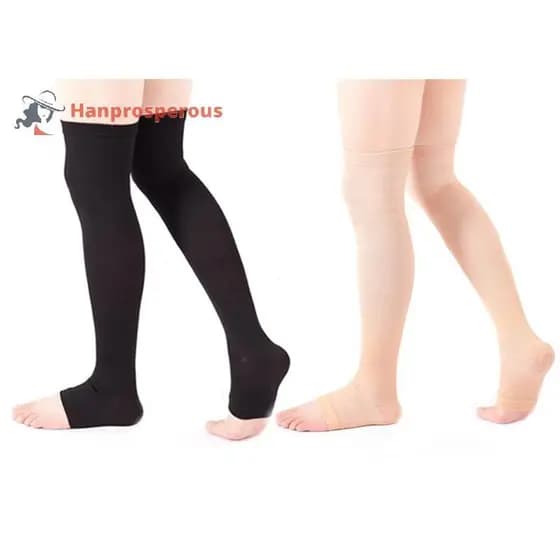 Hanprosperous > Meias De Compressão Coxa De Alta Pressão Dedo Aberto Varicosas Homens Mulheres Bem