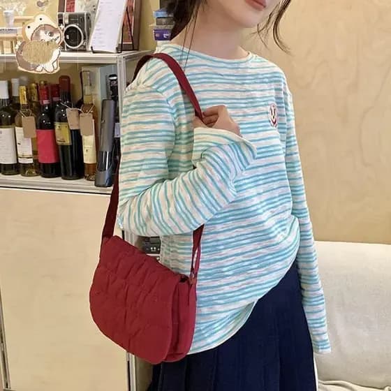 Bolsa De Algodão Retrô Feminina Moda Bordada Acolchoada Crossbody