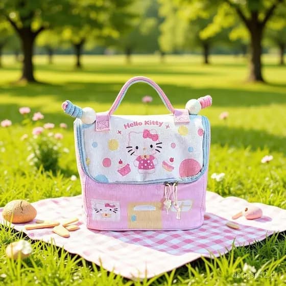 Bolsa de maquiagem Cartoon KT, grande capacidade, portátil.