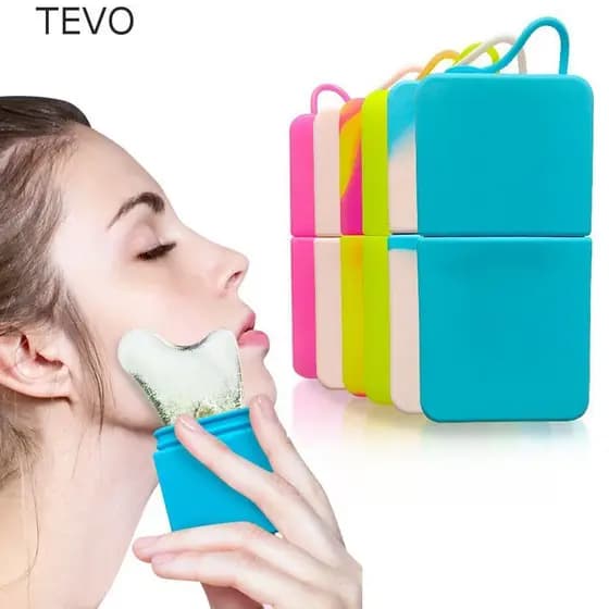Rolo Facial De Gelo De Silicone TEVO , Terapia Fria Para Aliviar O Inchaço , Molde De Cubo , Gua Sha
