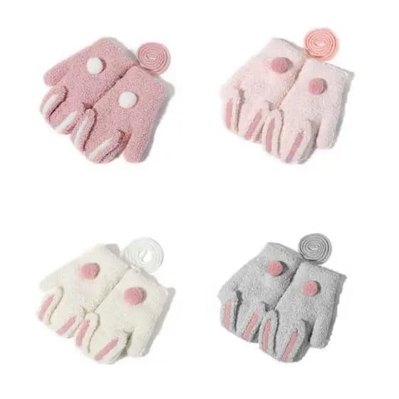 SINJEO Crianças Luvas De Inverno Dos Desenhos Animados Para Criança Bebê Coelhos Pelúcia Grosso Dedo Cheio