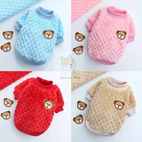 Suéter De Lã Coral Para Cachorro/Gato/Urso Bordado/Flexível