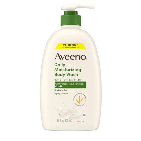 Aveeno Gel de Banho Hidratante Diário para Pele Seca e Sensível com Prebiótico de Aveia, Limpa e Nutre Suavemente a Pele