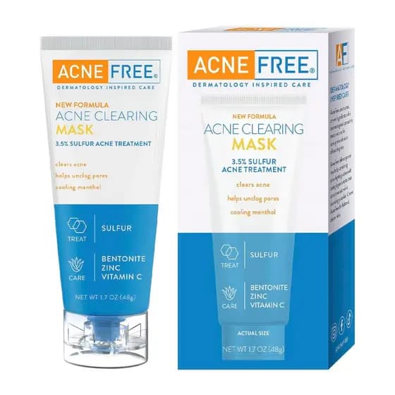 Máscara de Tratamento para Acne AcneFree, contendo 3,5% de enxofre para tratamento de acne, possui vitamina C, argila be