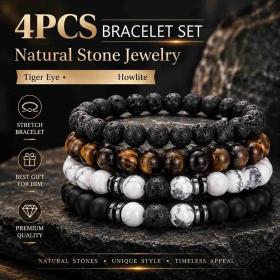 Pulseira pulseira pulseira redonda grânulo pulseira masculina olho de tigre pedra vulcânica pulseira de cristal empilham
