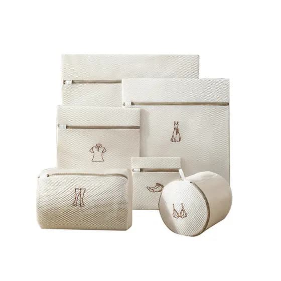 Saco de lavanderia bordado sanduíche engrossado 130g sutiã roupa interior saco de lavagem máquina de lavar especial Anti