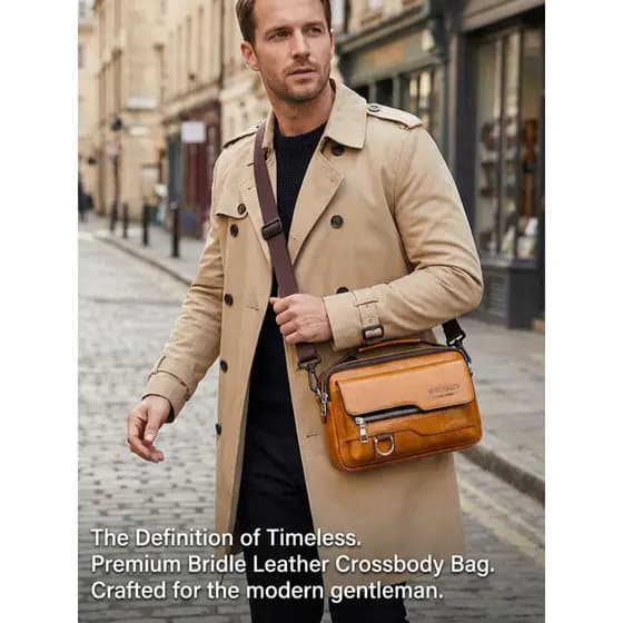 【Couro de Tochi】Bolsa Transversal Masculina Grande Capacidade/Moda/Bolsa Masculina