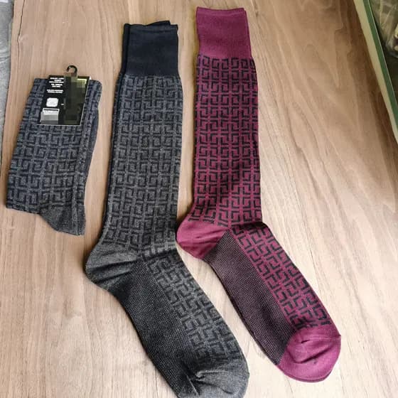 Comércio exterior masculino algodão na altura do joelho meias xadrez Retro flor padrão vinho vermelho 41-46 estilo quatr