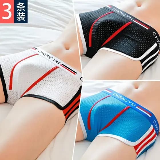 Nova roupa interior masculina boxer briefs malha de seda gelo juventude boxer briefs Shorts masculinos respirável calças