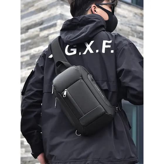 Bolsa de peito de cor contrastante, bolsa mensageiro masculina de grande capacidade, multifuncional, esportiva, ciclismo