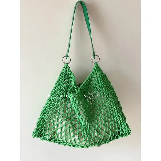 Estilo coreano ins moda simples tecido saco oco Fishnet saco axila ordem bolsa de ombro sacola férias praia saco feminin