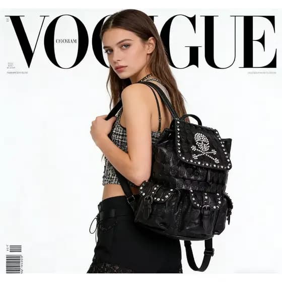 Europeu americano moda couro das mulheres dos homens mochila de couro único crânio rebites sacos de diamante sacos de es