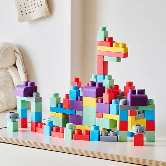 Blocos de construção macios para bebês, borracha macia mastigável, Silicone, mordedor de bebê, 6 meses, bloco grande, no