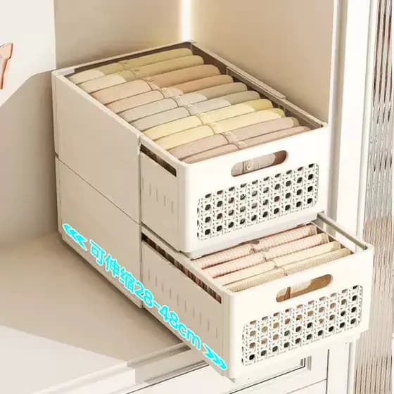 Caixa de armazenamento de roupas retrátil, armazenamento de guarda-roupa doméstico, em camadas, ferramenta útil, tipo ga