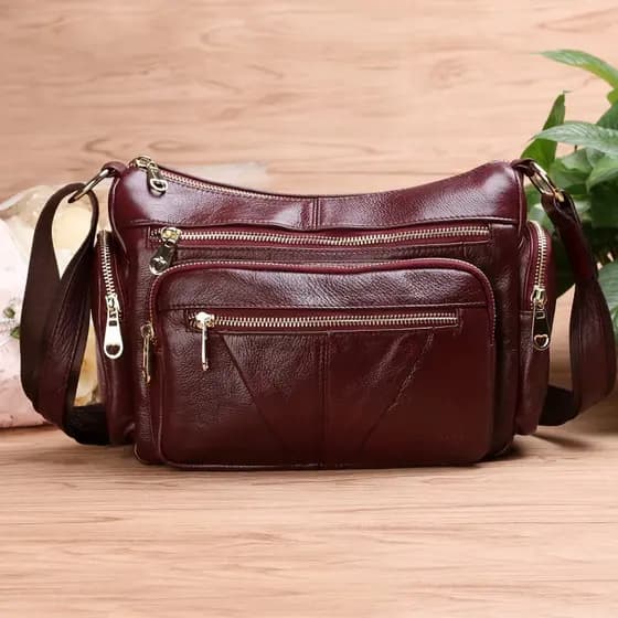 Golden Coral meia-idade idosos bolsa feminina primeira camada de couro bolsa de ombro couro genuíno senhoras saco Casual