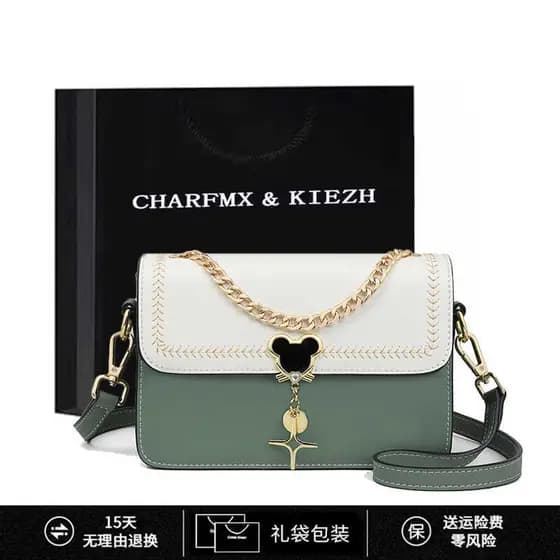 CHARFMX & KIEZH bolsa feminina de couro genuíno 2024 novo estilo simples All-Match contraste cor bolsa ombro mensageiro